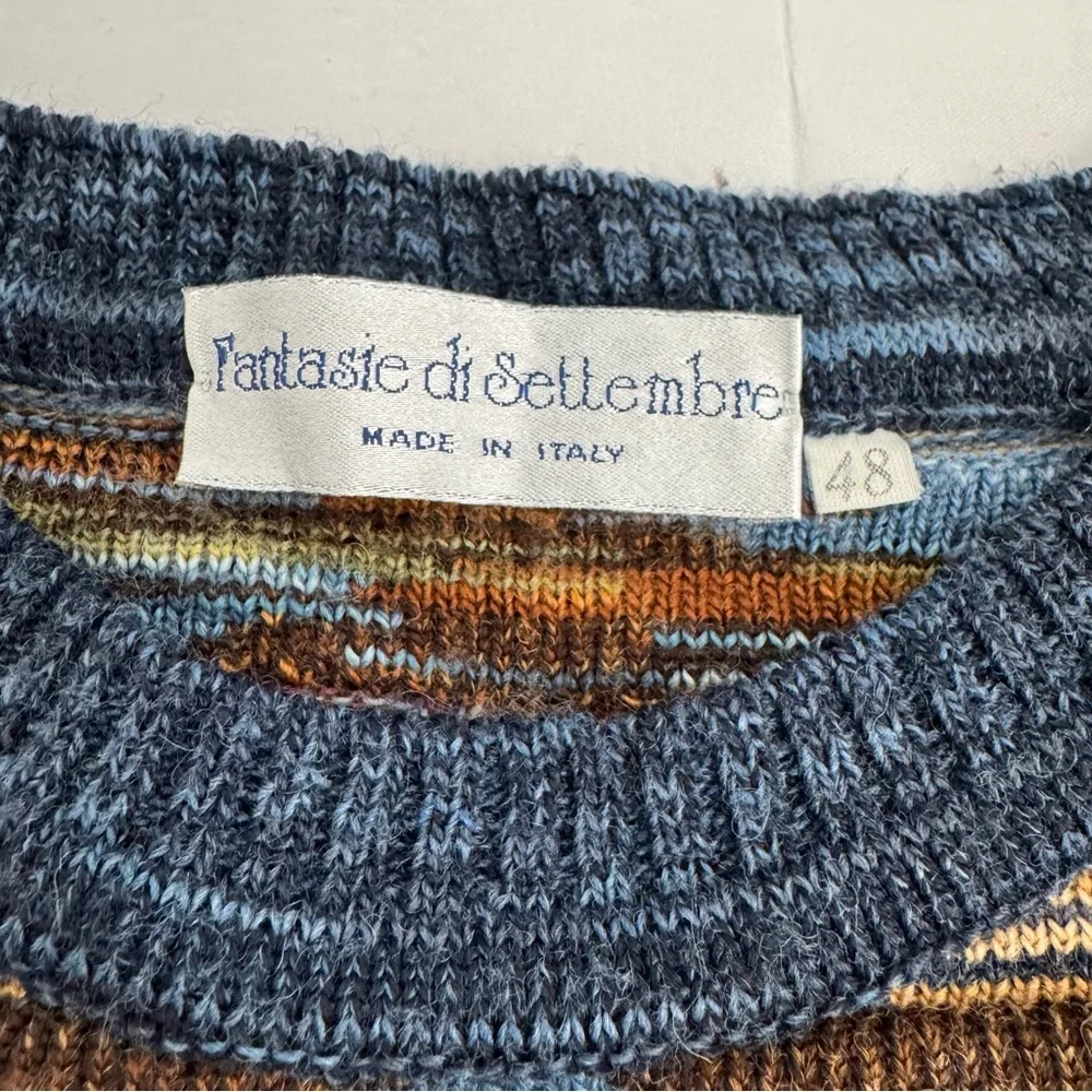 Fantasie di Settembre Italy Made 90's Crew 3D Knit Sweater Size 48